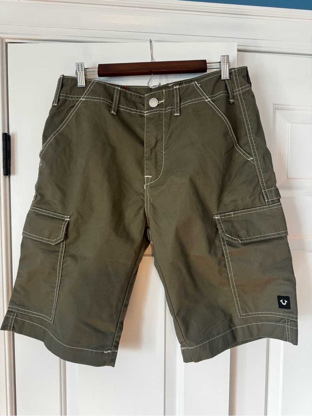 True Religion Olive Green Cargo Shorts